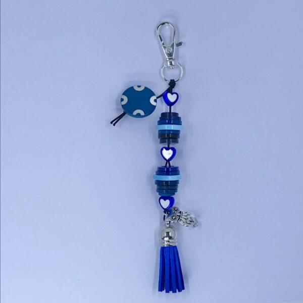'Blue Owl' Vintage Button Keychain